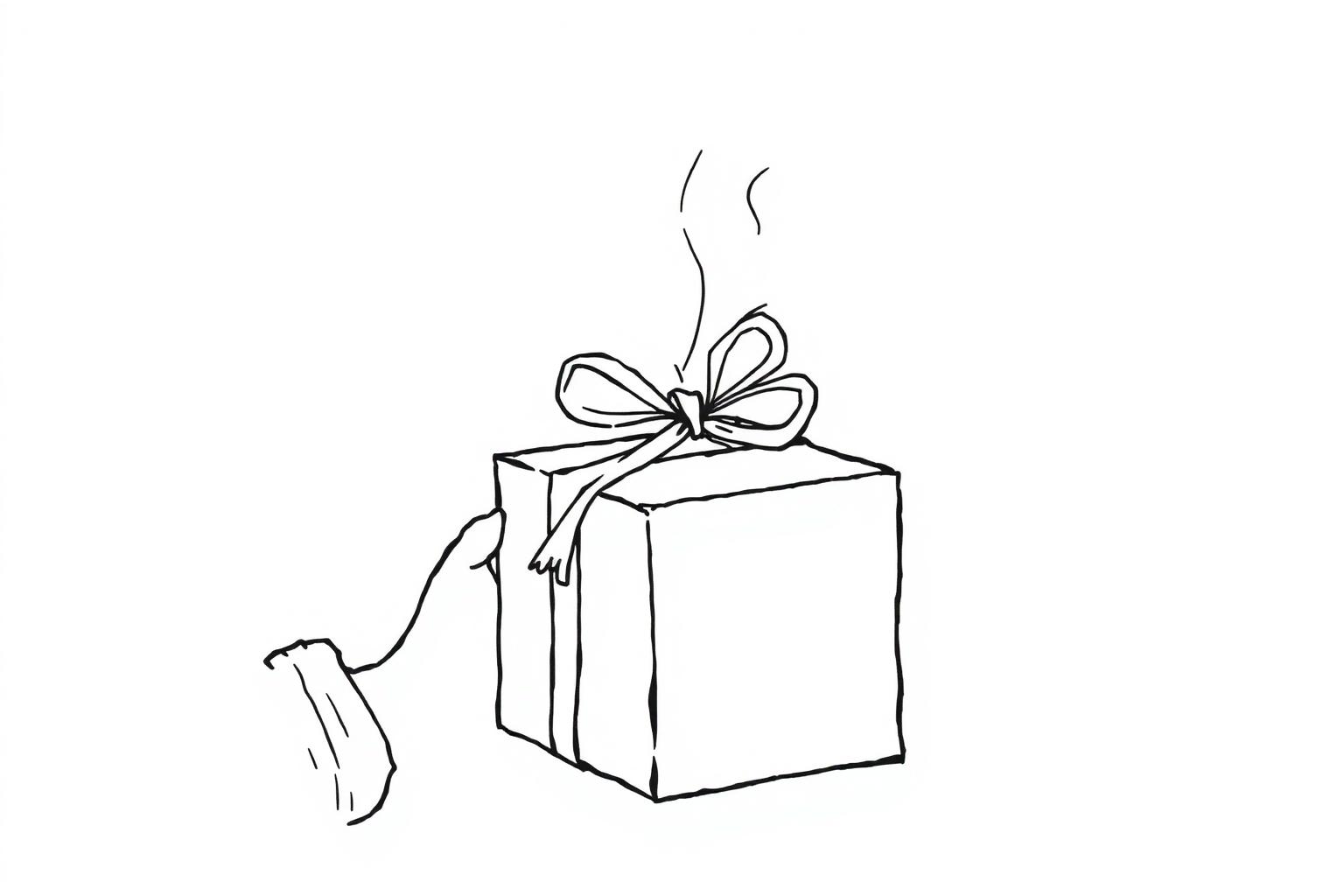 Illustration of a teammate unwrapping their gift